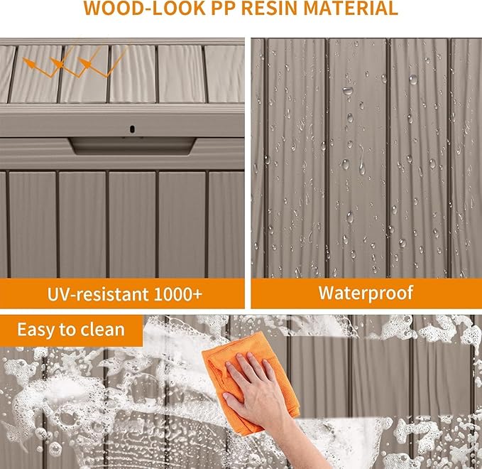 45 Gallon Deck Box Large Outdoor Storage for Patio Furniture,Outdoor Cushions,Garden Tools and Pool Supplies,Waterproof,Resin,Lockable(Grey)