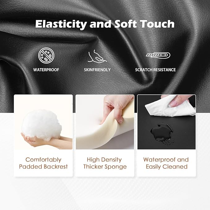 BestMassage | Recliner Chair | No Massage Function | Leather Black | with Lumbar Support, Adjustable Push Back, Wide Armrests, Footrest & Padded Seat | Easy Assembly | for Living Room, Home Theatre