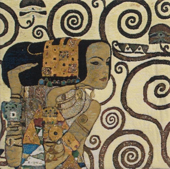 C Charlotte Home Furnishings Inc Lebensbaum Expectations Cushion Cover | Pure Cotton Decorative Cushion Case | Cushion Cover for Indoor Use | 17x17 Inch Cushion Cover for Living Room I By Gustav Klimt