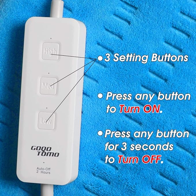 Heating Pad Electric Fast-Heating for Back/Waist/Abdomen/Shoulder/Neck Pain and Cramps Relief - Moist and Dry Heat Therapy with Auto-Off 12"x24" Hot Heated Pad by GOQOTOMO-HF-B(Blue)