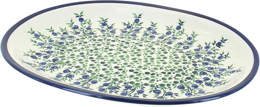 Blue Rose Polish Pottery Porcelain Vine Large Serving Platter