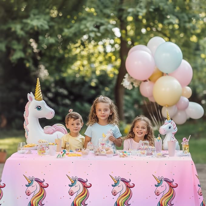 8Pcs Unicorn Tablecloths for Birthday Party, Unicorn Plastic Table Cover Disposable Party Table Cloths, unicórnio Festa Supplies for Baby Shower and Birthday Decoration for Girls (54'' x 108'')