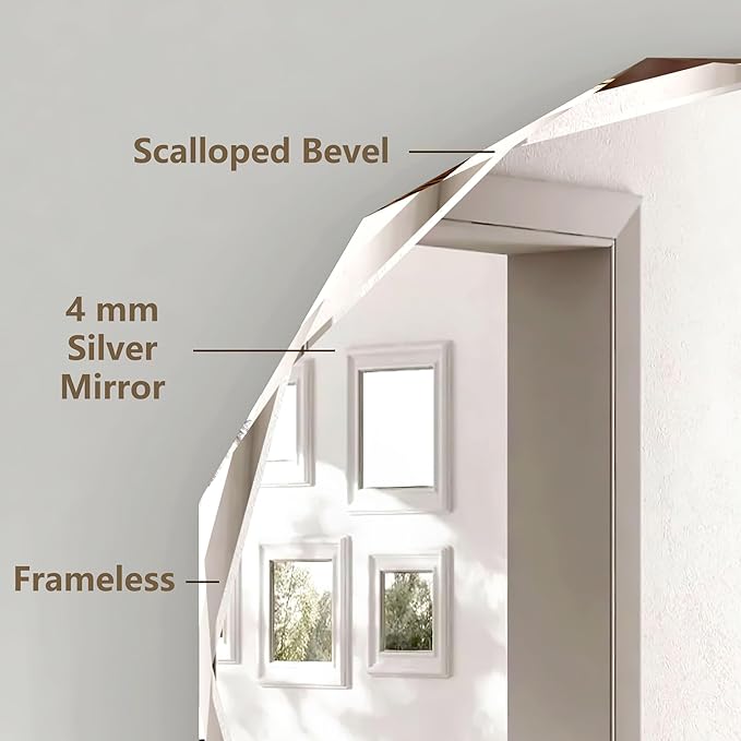 Bathroom Mirrors for Over Sink, Round Frameless Mirrors for Wall, 24x24 Inch Beveled Bathroom Mirror, Bathroom Vanity Circle Mirror for Bedroom Living Room Entryway Home Decor