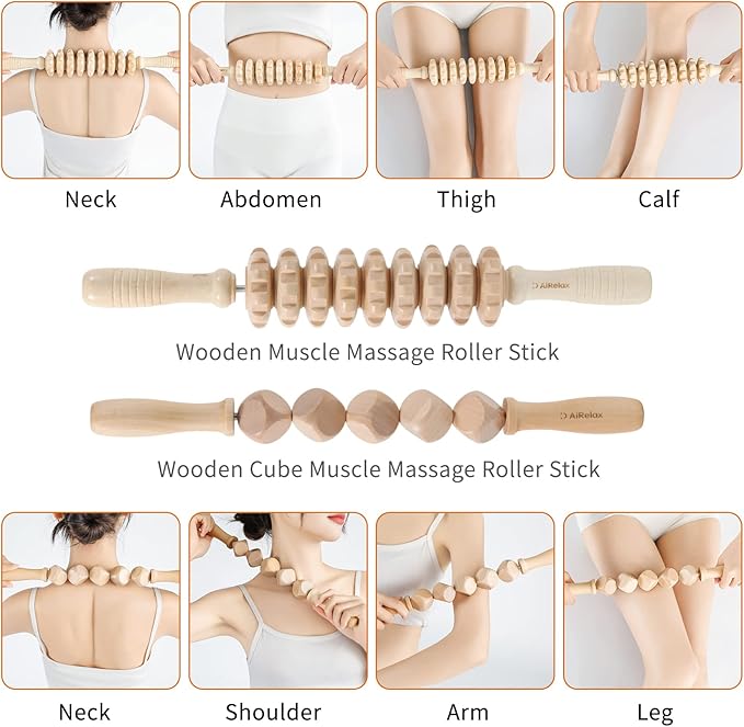 7 Pack Wood Therapy Massage Tools for Body Shaping Set, Cellulite Massager,Maderoterapia Kit Colombiana, Lymphatic Drainage Massager Tools for Neck Back Waist Pain Relief