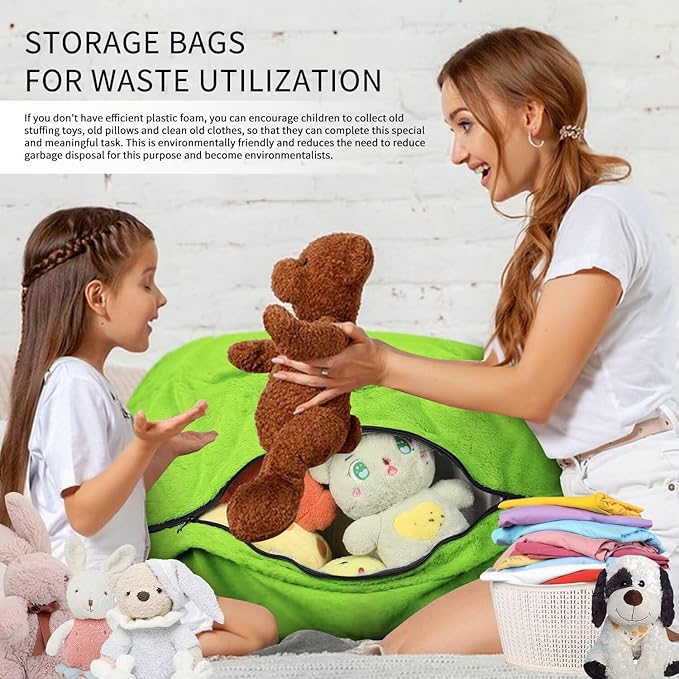 Bean Bag Chair for Adults 3FT,Soft Removable Cover for Teens/Girls Bedroom,Fluffy Giant Round Floor Beanbag Lounger Chairs (No Filler,Green)