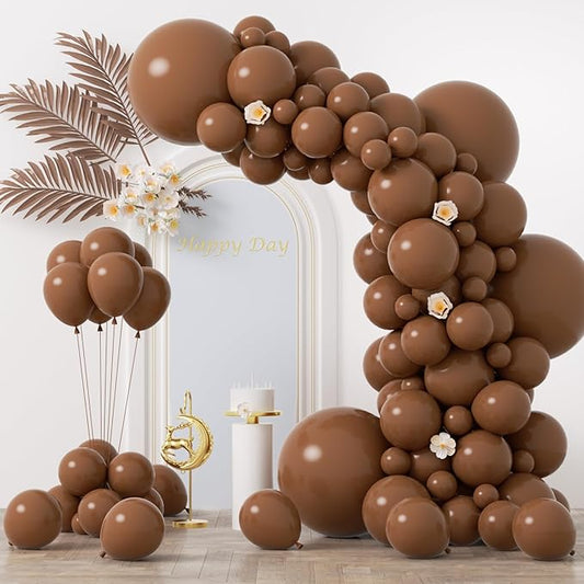 130pcs Brown Balloons Different Sizes 18" 12" 10" 5" Dark Brown Party Latex Balloons for Birthday Baby Shower Gender Reveal Graduation Wedding Anniversary Party Decorations