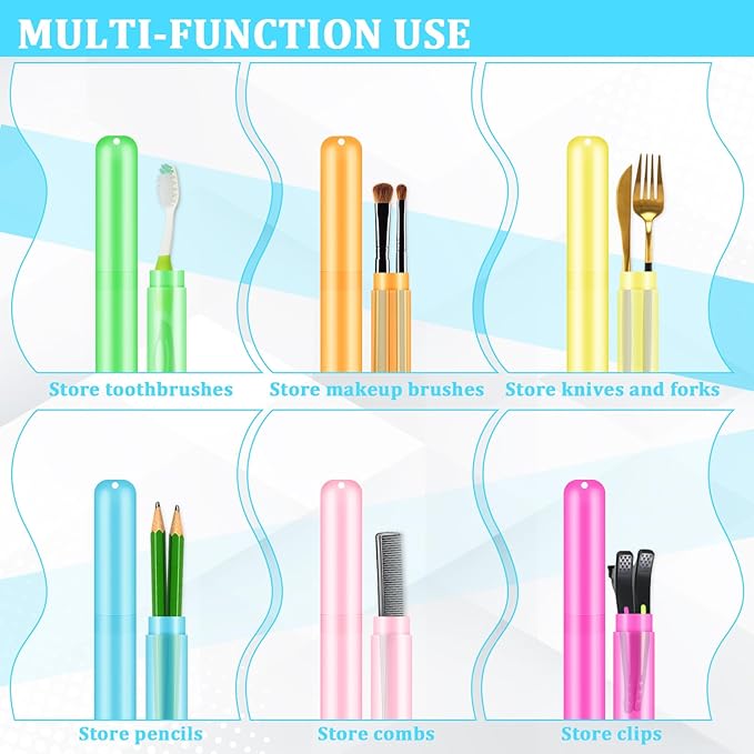 SIKEMAY 100 PCS Toothbrush Holder Bulk, Toothbrush Case Cover, Portable Plastic Dust Proof Breathable, Holder for Travel, Bathroom, Indoor, Outdoor, Trip, Camping, School