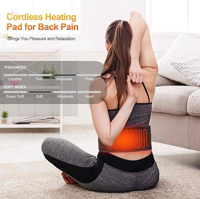 Heated Waist Belt, Heating Pad for Low Back and Belly, Holiday Gift,Women’s Cordless Heating Belt for Period Cramps - Rechargeable & Slim Design