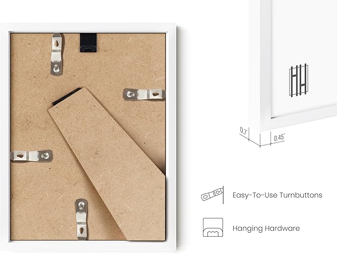 HAUS AND HUES 6x8 White Metal Picture Frames - Bulk Frames 6x8 - Features Premium Aluminum, Vertical Hanging, Easel Back for Tabletop, Home, Office (6x8 in, White, Set of 9)