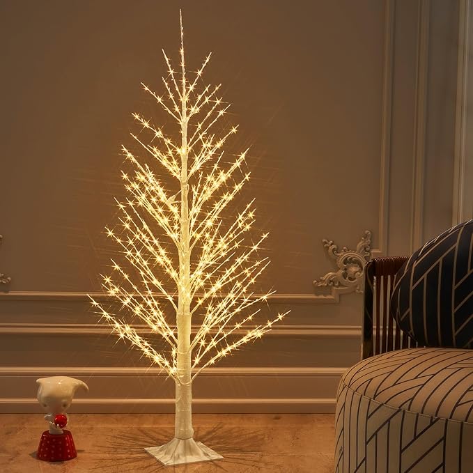 Birchlitland LED Alpine Trees 4FT 450L Warm White Fairy Lights, Lighted Trees for Indoor Outdoor Home Thanksgiving Christmas Holiday Decoration