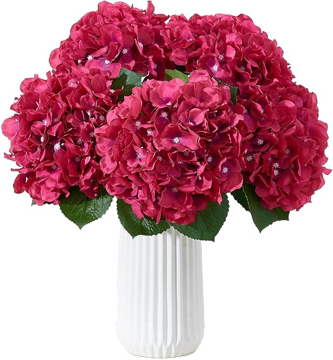 8Pcs Fake Flowers Silk Hydrangea Artificial Flowers Bouquets Faux Hydrangea Stems for Home Table Centerpieces Wedding Party Decoration