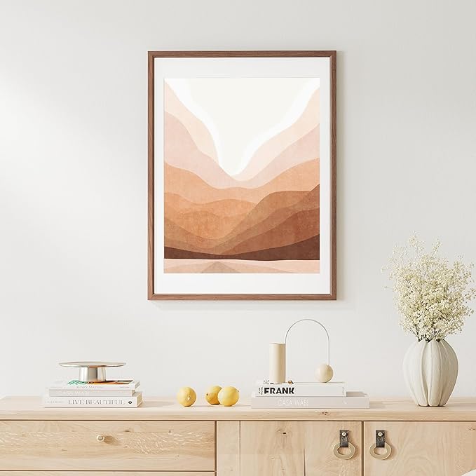 18x24 Poster Frame Natural Solid Walnut Photo Frames with 16x20 Removable Mat Wall Hanging Large Handcrafted Frame with HD Plexiglass Wall and Tabletop Display Large Picture Frame