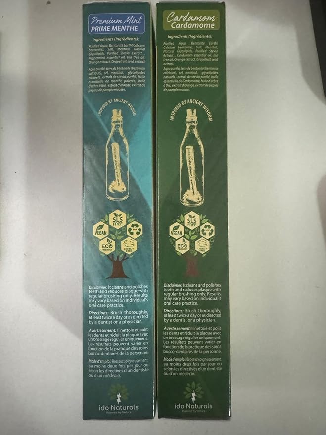 Bentodent Calcium Bentonite Clay Toothpaste Fluoride-Free SLS Free Natural Toothpaste for Family Including Kids (Combo Pack (Mint & Cardamom))