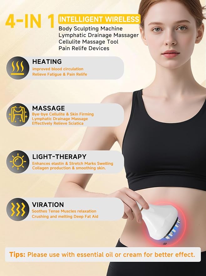 Body Sculpting Machine, Lymphatic Drainage Massager & Anti Cellulite Massage Tool, Helps Reduce Stretch Marks & Cellulite, Pain Relief Devices for Sciatica Nerve, Legs, Arms, Hip, Muscle & Lower Back