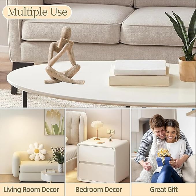 Bookshelf Decor Thinker Statue - Abstract Style Thinker Sculptures Modern Aesthetic Figurine Decoration Statues for Home Decor-Right Thinking-Sandstone