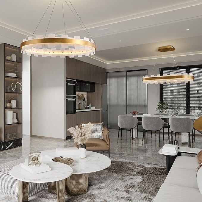 37.4" Natural Spanish Alabaster Rectangle Chandelier, Adjustable Luxury Ceiling Light for Dining Room Over Table, Kitchen Island, Modern Marble Chandeliers for Bedroom, Foyer, Entryway