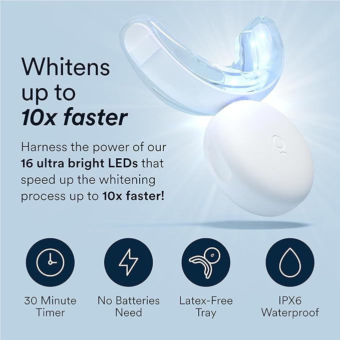 Auraglow Teeth Whitening Kit, LED Accelerator Light, 35% Carbamide Peroxide Teeth Whitening Gel, 20+ Whitening Treatments, Whitens up to 10 Shades in 7 Days