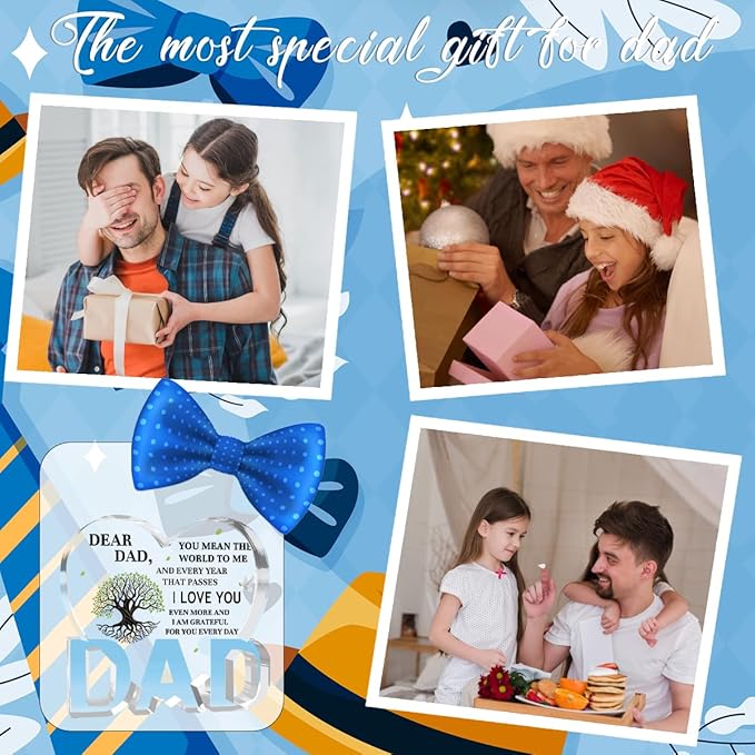 Best Dad Ever Gift from Daughter Son - Acrylic Heart-Shaped Plaque Father’s Day Birthday Gift - Unique Keepsake Desk Decor with Personalized Message