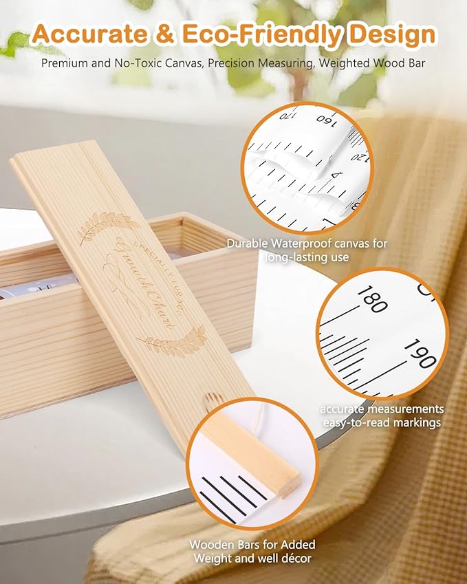 Height Chart for Kids Growth Chart for Wall Kids Height Wall Chart Kids Growth Chart Wall with Keepsake Box Height Measurement Wall Ruler Baby to Child Growth Tracker Neutral Nursery Wall Decor