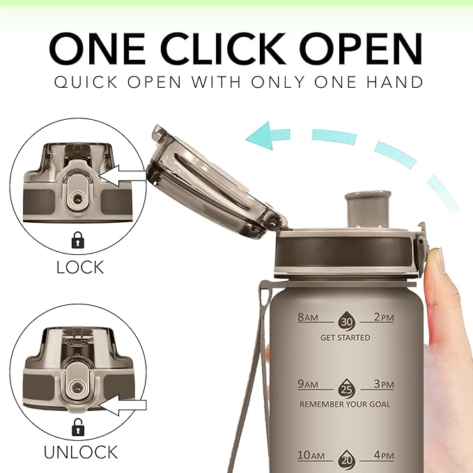 32oz Motivational Water Bottles with Time Marker & Fruit Strainer, Transparent Gradient Color Water Bottle with Times to Drink, Leakproof & BPA Free, Reusable Bottle with Strap (No Straw)