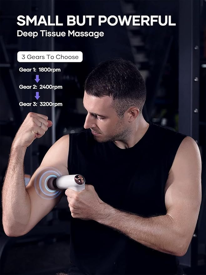 Breo Lucky 7 Massage Gun with Heat, Deep Tissue Muscle Massager, Stimulator, Body Relaxation, Low Noise for Recovery, Sports