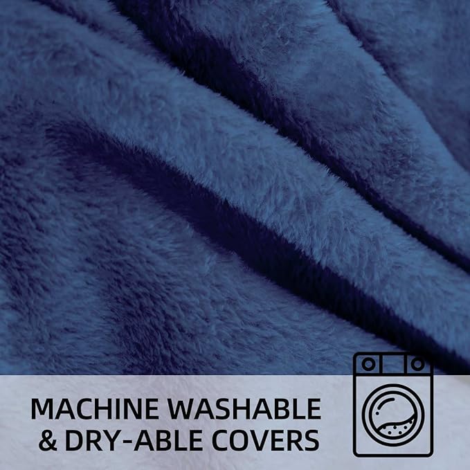 Bean Bag Chair 6Ft, Memory Foam Filled, Large Beanbag Chairs for Adults and Teens, Soft Sofa with Removable Flannel Cover, Round Couch for Living Room Bedroom College Dorm (Blue, 6FT-67×67"×24")