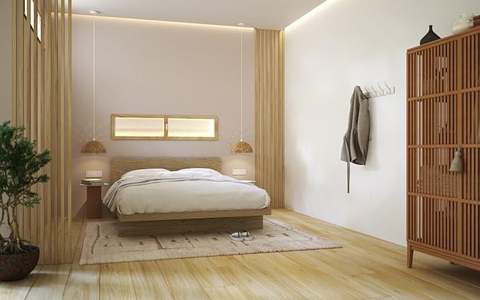 Amazon Basics Rectangular Farmhouse Wall-Mounted Coat Rack with Storage Hooks, 5 Hooks, White