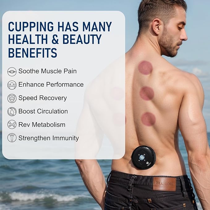 5-in-1 Smart Dynamic Cupping Set, 20 Levels Cupping Kit for Massage Therapy with Red Ligh-t Therapy&Heat Penetrates for Targeted Pain Relief, Knots, Aches, Muscle Soreness - 1Pcs(Black)