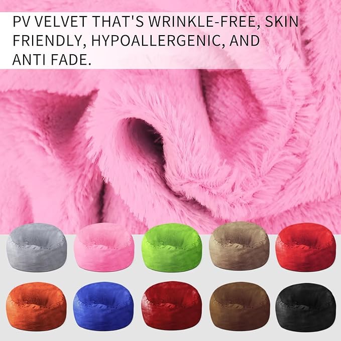 Bean Bag Chair for Adults 6FT,Soft Removable Cover for Teens/Girls Bedroom,Fluffy Giant Round Floor Beanbag Lounger Chairs (No Filler,Pink)