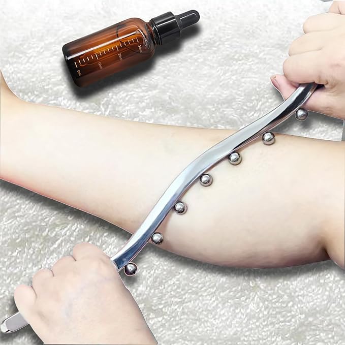 BYYDDIY Steel Muscle Scraper Stick with Steel Balls for Lymphatic Drainage,Body Massage, Release Myofascial Trigger Points Reduce Muscle Soreness Tightness Leg Cramps for Physical Therapy (Mz)