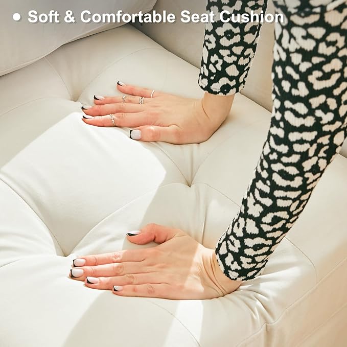 Belffin Modular Sectional Sleeper Sofa with Pull Out Couch Bed Velvet Convertible L Shaped Sectional Couch for Living Room Apartment Beige