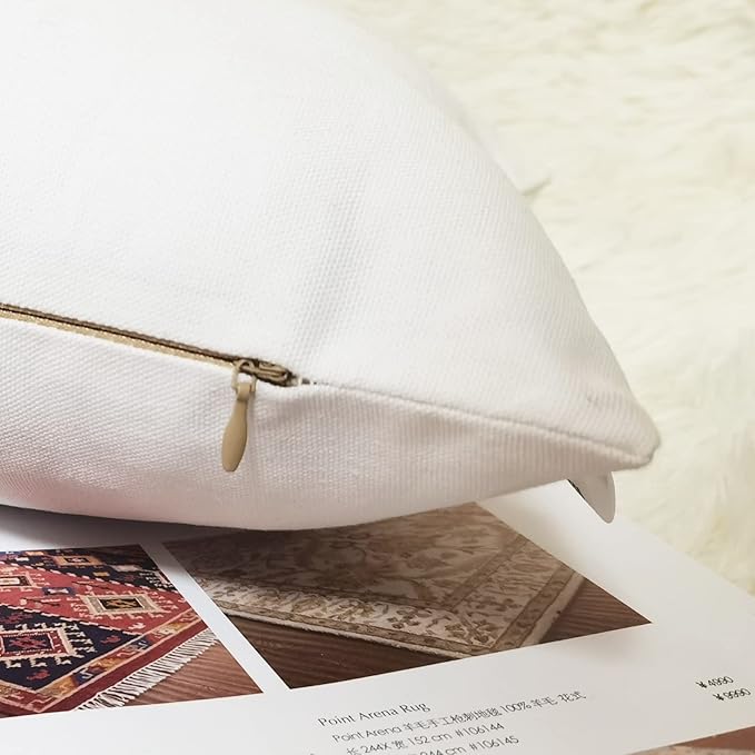 Bear Pillow Covers 12x20 Inches Decorative Cotton Linen Throw Lumbar Waist Embroidered Cushions Covers for Couch Sofa Bedroom (White)