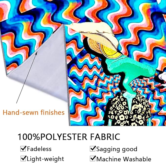 ADDWel Blacklight Frog Tapestry, Hippie Alien Tapestry Glow In The Dark, UV Reactive Black Light Upright Posters Wall Hanging for Bedroom Dorm Living Room Backdrop Decor