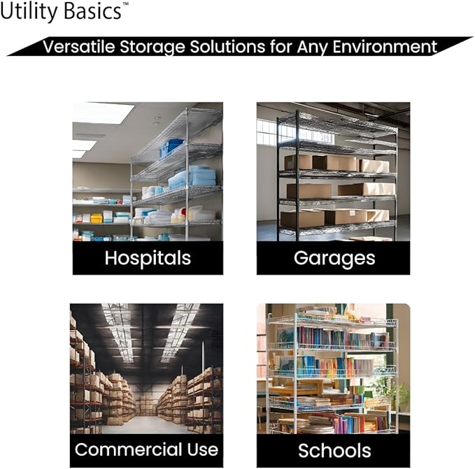 60"x24"x72" Chrome 5-Tier PREMIUM Wire Shelving NSF 4000 LBS MAX CAPACITY Heavy Duty Steel Storage Rack for Warehouses, Garages, Hospitals, Commercial Spaces, & Schools w/PREMIUM WHEELS
