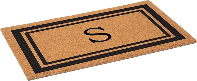 Calloway Mills 152962448 Black Border 24" x 48" Monogram Doormat (Letter S)