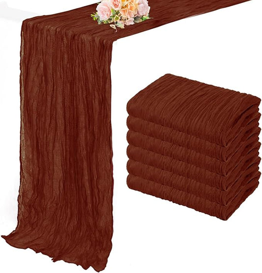 6 Pack Terracotta Cheesecloth Table Runner 10FT Boho Rustic Cheese Cloth Table Runner for Wedding 20 x 120 Inch Long Bridal Shower Baby Shower Gauze Fabric Sheer Birthday Party Table Decorations