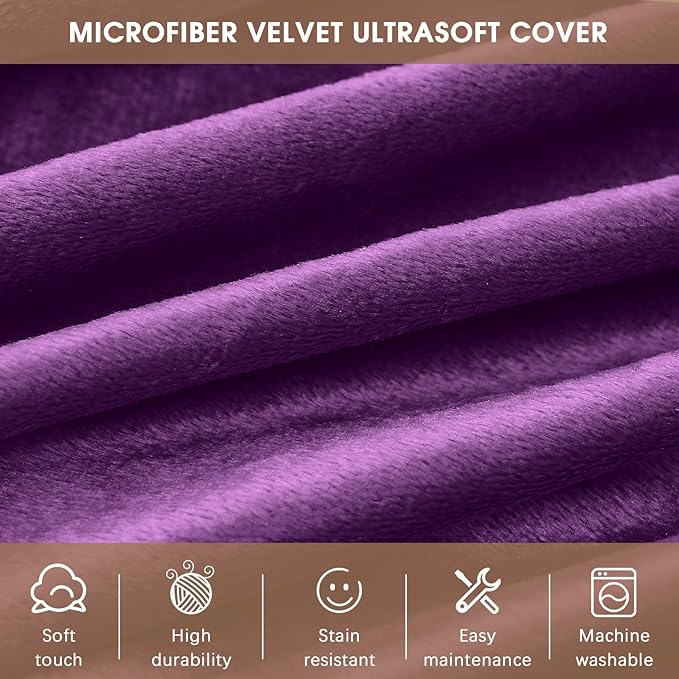 Bean Bag Chairs for Kids - Memory Foam Furniture BeanBag Chair - Kids/Teens Sofa with Soft Micro Fiber Cover - Round Fluffy Couch for Living Room Bedroom College Dorm - 2.5 ft, Purple