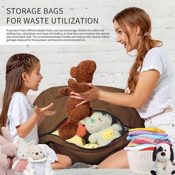 Bean Bag Chair for Adults 8FT,Soft Removable Cover for Teens/Girls Bedroom,Fluffy Giant Round Floor Beanbag Lounger Chairs (No Filler,Deep Coffee)