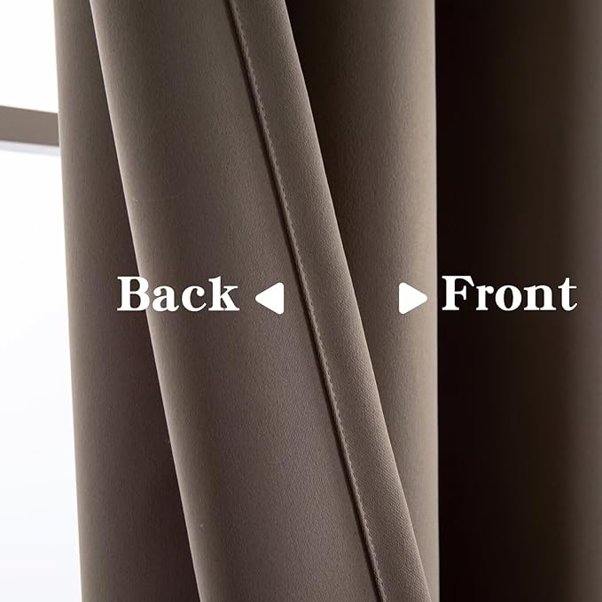 Blackout Curtains 90 Inch Length for Bedroom, Thermal Insulated Blackout Curtains 2 Panels Set, Solid Grommet Privacy Room Darkening Drapes for Living Room Windows(W52 x L90, Khaki)