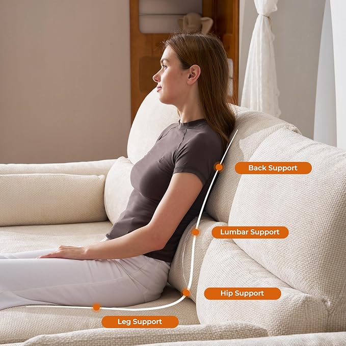 132'' Oversized Modular Sectional Sofa, U Shaped Comfy Sectional Couch with Large Storage, 6 Seat Chenille Deep Seat Cloud Sofa with 2 Throw Pillows for Living Room,Beige