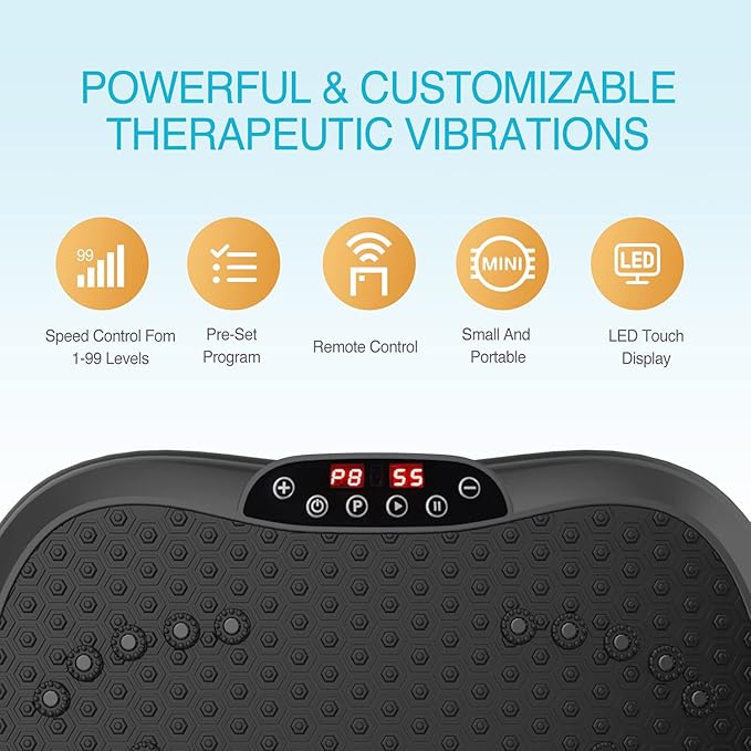 AXV Vibration Plate Exercise Machine Whole Body Workout Portable Mini Vibrate Fitness Platform Lymphatic Drainage Machine for Weight Loss Shaping Toning Wellness Home Gyms Workout (Mini)
