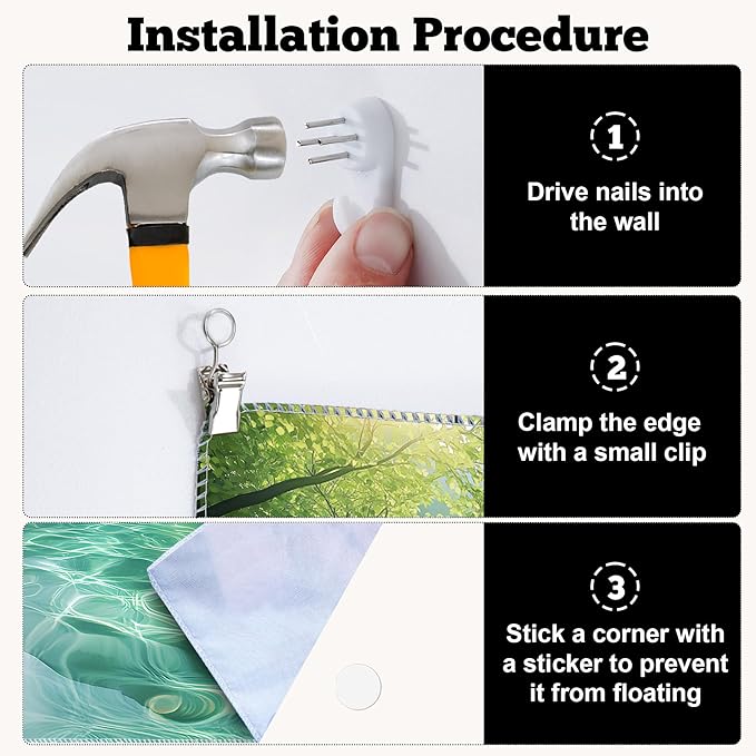 BSFHH Nature Tapestry Forest Tree Sea Cave Wall Hanging, Stream Through Rainforest Landscape Wall Art Tapestry for Bedroom Living room (Lake View, 79"×59", Unframed)