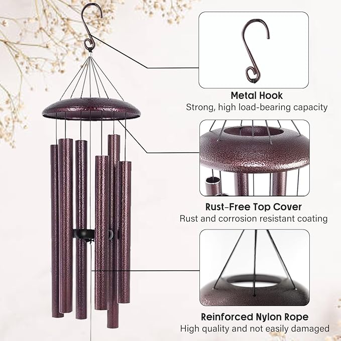 ASTARIN 36" Large Deep Tone Personalized Sympathy Wind Chimes, Memorial Wind Chime for Loss of Mother Father Loved One, Angel's Feather Bereavement Gifts Decor Outdoor Patio Garden(Produced in USA)