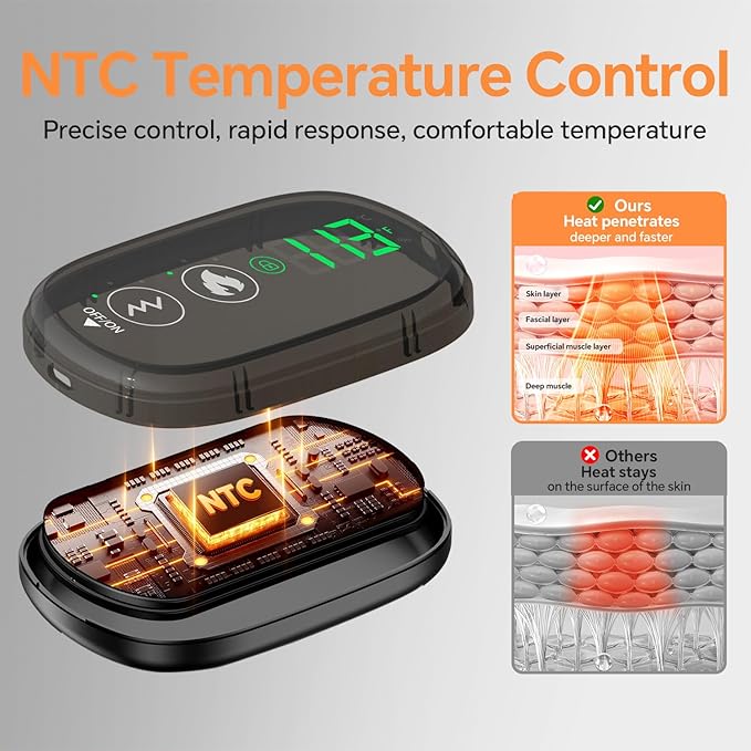 Heating Pad for Back, Lumbar Massager, Heated Waist Belt Wrap, Lower Back Pad with Heat Vibration 3 Levels Adjustable, 180 mins Battery, Cordless Portable, Touchscreen Control