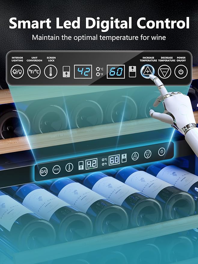 154 Bottle Wine Refrigerator, 24 Inch Wine Fridge Dual Zone with Adjustable Shelf, Wine Cooler with Double Pane Glass Door, Advanced Temp Control, Low Noise, Wide Large Wine Cooler Refrigerator