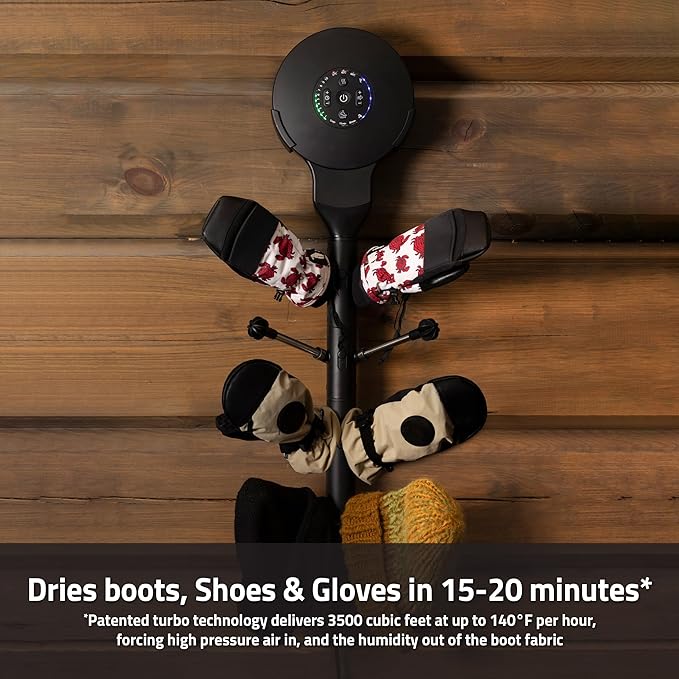 Hedgehog Portable Shoe Dryer and Deodorizer for Sneakers Wall Mounted, Gloves & Mittens, Rapid 4 Pair Shoes Dryer, Turbocharged Drying, Silent & Tornado Mode, Adjustable Heat Blower, Black