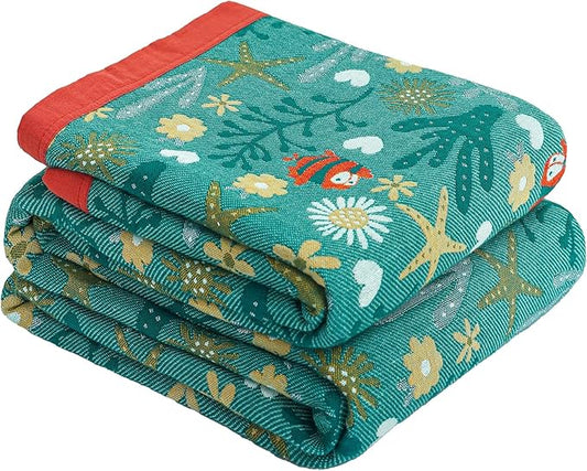 Boho Throw Blanket 90''x98'',100% Cotton Blankets for Couch Bed,Cotton Quilt Travel Muslin Blankets Farmhouse Home Decor Soft Lightweight Picnic Blanket