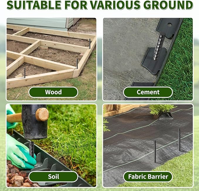 16 inches Rebar Stakes Heavy Duty (34-Pack) Metal Spikes for Concrete Timber, Garden Plant, Straight Steel Stakes for Tent, 3/8" Thickness Ground Anchors with Chisel Point End, Black