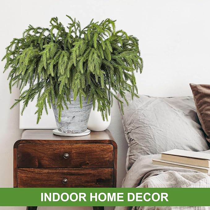 Artgar 24 Pcs Pine Branches - 18 Inch Artificial Green Pine Stem - Real Touch Christmas Greenery Pines Branches for DIY Flower Arrangement Home Indoor Christmas Decor