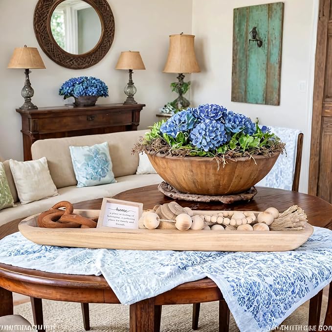 Athaliah Wooden Dough Bowl, 30 Inch Hand Carved Rustic Long Wood Dough Bowls for Decor, Vintage Decorative dough bowl for Table Centerpiece (30 Inch-Brown)